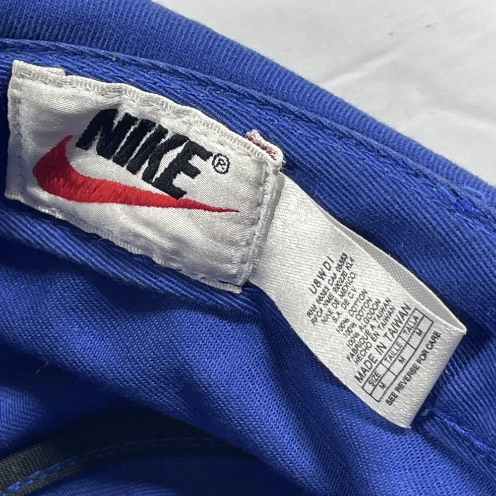 Vintage Nike Bucket Hat Womens Blue Brown Logo Cotton Outdoor Hiking 90s Y2K